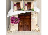 Abakuhaus Set Copripiumino Italiano Per Letti Matrimoniali, Porta In Legno Rustico, Antiacaro, Adatto A Chi Soffre Di Allergie, Con Federe, Multicolore