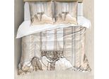 Abakuhaus Paris Copripiumino, Con Vista Sulla Torre Eiffel, Antiacaro, Adatto A Chi Soffre Di Allergie, Con Federe, 200 Cm X 200 Cm - 80 X 80 Cm, Color Crema