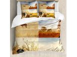 Abakuhaus Copripiumino Safari, Animali Della Savana Selvaggia, Antiacaro, Adatto A Chi Soffre Di Allergie, Con Federe, 200 Cm X 200 Cm - 80 X 80 Cm, Multicolore