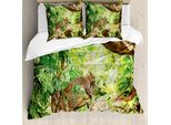 Abakuhaus Copripiumino Safari, Tropic Wild Jungle Blatt, Antiacaro, Adatto A Chi Soffre Di Allergie, Con Federe, 200 Cm X 200 Cm - 80 X 80 Cm, Marrone Verde