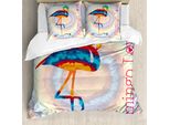 Abakuhaus Copripiumino Flamingo, Uccelli Color Arcobaleno, Antiacaro, Adatto A Chi Soffre Di Allergie, Con Federe, 155 Cm X 220 Cm - 80 X 80 Cm, Multicolore