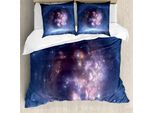 Abakuhaus Set Copripiumino Nebel Per Letti Matrimoniali, Universo Di Stelle, Antiacaro Adatto A Chi Soffre Di Allergie Con Federe, Blu Navy Lilla