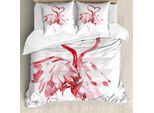 Abakuhaus Copripiumino Flamingo, Lovers Kissing, Antiacaro, Adatto A Chi Soffre Di Allergie, Con Federe, 200 Cm X 200 Cm - 80 X 80 Cm, Corallo Scuro Bianco
