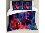 Abakuhaus Copripiumino Space, Ammasso Stellare Della Via Lattea, Antiacaro, Adatto A Chi Soffre Di Allergie, Con Federe, 200 Cm X 200 Cm - 80 X 80 Cm, Blu Navy E Rosso