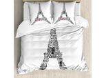 Abakuhaus Paris Copripiumino, Paris Tour Della Francia, Antiacaro, Adatto A Chi Soffre Di Allergie, Con Federe, 155 Cm X 220 Cm - 80 X 80 Cm, Bianco E Nero