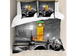 Abakuhaus London Copripiumino, Big Ben Bridge Nacht, Antiacaro, Adatto A Chi Soffre Di Allergie, Con Federe, 200 Cm X 200 Cm - 80 X 80 Cm, Grigio Giallo