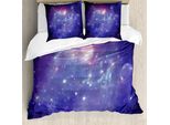 Abakuhaus Copripiumino Space, Stelle Della Via Lattea, Antiacaro, Adatto A Chi Soffre Di Allergie, Con Federe, 200 Cm X 200 Cm - 80 X 80 Cm, Blu Navy E Viola