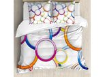 Abakuhaus Copripiumino Geometrico, Motivo A Cerchi, Antiacaro, Adatto A Chi Soffre Di Allergie, Con Federe, 155 Cm X 220 Cm - 80 X 80 Cm, Multicolore
