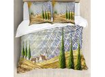 Abakuhaus Copripiumino Italiano, Campi Rurali Europa, Antiacaro Adatto A Chi Soffre Di Allergie Con Federe, 200 Cm X 200 Cm - 80 X 80 Cm, Multicolore