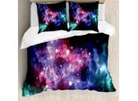 Abakuhaus Copripiumino Space, Dusty Gaswolke Sterne, Antiacaro, Adatto A Chi Soffre Di Allergie, Con Federe, 155 Cm X 220 Cm - 80 X 80 Cm, Viola Rosa Blu Navy