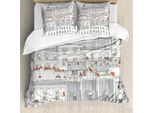 Abakuhaus Paris Copripiumino, Paris Luft Scenery, Antiacaro, Adatto A Chi Soffre Di Allergie, Con Federe, 155 Cm X 220 Cm - 80 X 80 Cm, Grigio Chiaro Arancione Bianco