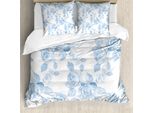 Abakuhaus Rose Copripiumino, Floral Dreamy Ast, Antiacaro, Adatto A Chi Soffre Di Allergie, Con Federe, 155 Cm X 220 Cm - 80 X 80 Cm, Morbido Blu Bianco