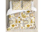 Abakuhaus Copripiumino Girasole, Fiori, Antiacaro, Adatto A Chi Soffre Di Allergie, Con Federe, 155 Cm X 220 Cm - 80 X 80 Cm, Arancione Giallo Bianco