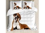 Abakuhaus Copripiumino Per Animali Domestici, Ritratto Di Gatto E Cane, Antiacaro, Adatto A Chi Soffre Di Allergie, Con Federe, 155 Cm X 220 Cm - 80 X 80 Cm, Marrone, Nero, Bianco