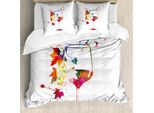 Abakuhaus Copripiumino, Vini, Uccelli E Vitigni, Antiacaro, Adatto A Chi Soffre Di Allergie, Con Federe, 155 Cm X 220 Cm - 80 X 80 Cm, Multicolore