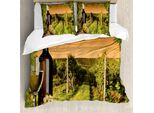 Abakuhaus Copripiumino, Bottiglia D'uva Al Tramonto, Antiacaro, Adatto A Chi Soffre Di Allergie, Con Federe, 155 Cm X 220 Cm - 80 X 80 Cm, Verde Arancione