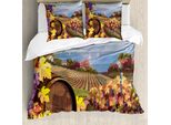 Abakuhaus Copripiuma, Cartoon Vineyard Uva, Antiacaro Adatto A Chi Soffre Di Allergie Con Federe, 155 Cm X 220 Cm - 80 X 80 Cm, Blu Giallo