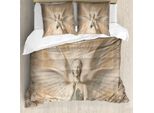 Copripiumino Abakuhaus Retro, Stile Medievale, Antiacaro, Adatto A Chi Soffre Di Allergie, Con Federe, 155 Cm X 220 Cm - 80 X 80 Cm, Giallo E Bianco