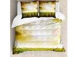 Abakuhaus Copripiumino Land, Tramonto Su Un Campo Primaverile, Antiacaro, Adatto A Chi Soffre Di Allergie, Con Federe, 155 Cm X 220 Cm - 80 X 80 Cm, Verde Giallo