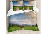 Abakuhaus Copripiumino Land, Percorso Agricolo Boschivo, Antiacaro, Adatto A Chi Soffre Di Allergie, Con Federe, 200 Cm X 200 Cm - 80 X 80 Cm, Verde Blu