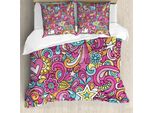 Abakuhaus Fantastico Copripiumino, Funky 60S Retro Fun, Antiacaro, Adatto A Chi Soffre Di Allergie, Con Federe, 155 Cm X 220 Cm - 80 X 80 Cm, Multicolore