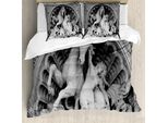 Abakuhaus Set Copripiumino Grigio Per Letti Matrimoniali, Statua Artistica Nymphe Octopus, Antiacaro, Adatto A Chi Soffre Di Allergie, Con Federe, Grigio