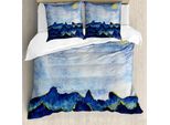 Abakuhaus Copripiumino Paesaggio, Hills Fee Wolken-Himmel, Antiacaro, Adatto A Chi Soffre Di Allergie, Con Federe, 155 Cm X 220 Cm - 80 X 80 Cm, Giallo/Blu