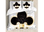 Abakuhaus Fleur De Lis Copripiumino, Giglio Di Francia, Antiacaro, Adatto A Chi Soffre Di Allergie, Con Federe, 155 Cm X 220 Cm - 80 X 80 Cm, Giallo, Nero, Bianco