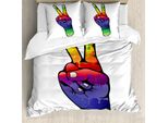 Abakuhaus Set Copripiumino Colorato Per Letti Matrimoniali, Amore Nei Colori Dell'arcobaleno, Antiacaro, Adatto A Chi Soffre Di Allergie, Con Federe, Multiplo