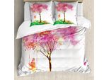 Abakuhaus Copripiumino Primavera, Albero In Fiore, Antiacaro, Adatto A Chi Soffre Di Allergie, Con Federe, 200 Cm X 200 Cm - 80 X 80 Cm, Multicolore