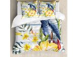 Abakuhaus Set Copripiumino Colorato Per Letti Matrimoniali, Pappagalli Tropicali Esotici, Antiacaro, Adatto A Chi Soffre Di Allergie, Con Federe, Multicolore