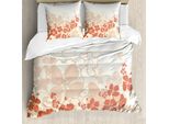 Abakuhaus Set Copripiumino Per Letti Matrimoniali, Hawaii Fiori Tropicali, Antiacaro Adatto A Chi Soffre Di Allergie Con Federe, Marrone Beige