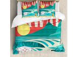 Abakuhaus Copripiumino Hawaiano, Hawaii Vacanze Costa, Antiacaro Adatto A Chi Soffre Di Allergie Con Federe, 200 Cm X 200 Cm - 80 X 80 Cm, Sabbia Teal