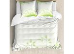 Abakuhaus Copripiumino Wald, Foglie Fresche Botanic Eco, Antiacaro Adatto A Chi Soffre Di Allergie Con Federe, 155 Cm X 220 Cm - 80 X 80 Cm, Verde Tenue