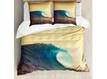 Abakuhaus Copripiumino Ocean, Tramonto Dai Colori Caldi, Antiacaro, Adatto A Chi Soffre Di Allergie, Con Federe, 200 Cm X 200 Cm - 80 X 80 Cm, Turchese Giallo Marrone