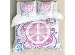 Abakuhaus Fantastico Copripiumino, Simbolo Della Pace E Vortice, Antiacaro, Adatto A Chi Soffre Di Allergie, Con Federe, 155 Cm X 220 Cm - 80 X 80 Cm, Rosa, Blu, Bianco