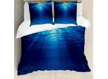 Abakuhaus Copripiumino Ocean, Sandy Seabed Sea Scene, Antiacaro, Adatto A Chi Soffre Di Allergie, Con Federe, 155 Cm X 220 Cm - 80 X 80 Cm, Blu Navy-Acquamarina