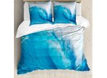 Abakuhaus Copripiumino Ocean, Extreme Wassersport, Antiacaro, Adatto A Chi Soffre Di Allergie, Con Federe, 155 Cm X 220 Cm - 80 X 80 Cm, Bianco Acquamarina