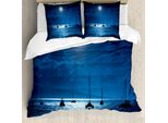 Abakuhaus Copripiumino Ocean, Dramatic Night Sky, Antiacaro E Anallergico, Con Federe, 200 Cm X 200 Cm - 80 X 80 Cm, Blu Navy E Bianco