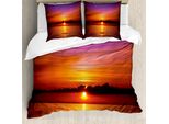 Abakuhaus Copripiumino Ocean, Tramonto Colorato Sulla Spiaggia, Antiacaro, Adatto A Chi Soffre Di Allergie, Con Federe, 200 Cm X 200 Cm - 80 X 80 Cm, Viola