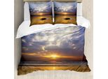 Abakuhaus Copripiumino Ocean, Sunbeams Cielo Nuvoloso Mare, Antiacaro Adatto A Chi Soffre Di Allergie Con Federe, 200 Cm X 200 Cm - 80 X 80 Cm, Giallo Grigio