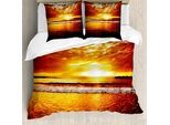 Abakuhaus Copripiumino Ocean, Tramonto Estivo Colorato, Antiacaro, Adatto A Chi Soffre Di Allergie, Con Federe, 155 Cm X 220 Cm - 80 X 80 Cm, Marrone Giallo