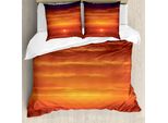 Abakuhaus Copripiumino Ocean, Alba Sull'oceano, Antiacaro, Adatto A Chi Soffre Di Allergie, Con Federe, 200 Cm X 200 Cm - 80 X 80 Cm, Arancione Rosso Viola
