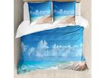 Abakuhaus Copripiumino Hawaiano, Tropical Ocean Waves, Antiacaro, Adatto A Chi Soffre Di Allergie, Con Federe, 155 Cm X 220 Cm - 80 X 80 Cm, Blu Turchese