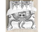 Abakuhaus Copripiumino Squalo, Mandala Ethnic, Antiacaro, Adatto A Chi Soffre Di Allergie, Con Federe, 200 Cm X 200 Cm - 80 X 80 Cm, Bianco E Nero