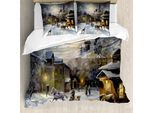 Abakuhaus Set Copripiumino Colorato Per Letti Matrimoniali, Paesaggio Invernale Rurale, Antiacaro, Adatto A Chi Soffre Di Allergie, Con Federe, Multicolore
