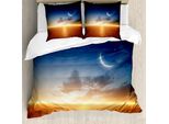 Abakuhaus Copripiumino Ocean, Sunset Sky-Moon-Star, Antiacaro, Adatto A Chi Soffre Di Allergie, Con Federe, 155 Cm X 220 Cm - 80 X 80 Cm, Blu Navy, Giallo, Arancione