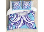 Abakuhaus Copripiumino Squalo, Stile Vintage Lifebuoy, Antiacaro E Anallergico, Con Federe, 155 Cm X 220 Cm - 80 X 80 Cm, Viola-Blu