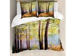 Abakuhaus Copripiumino Land, Primavera Nel Bosco Foglie, Antiacaro Adatto A Chi Soffre Di Allergie Con Federe, 155 Cm X 220 Cm - 80 X 80 Cm, Marrone Verde