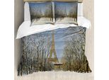 Abakuhaus Copripiumino Land, Snowy Paris Vista Sulla Città, Antiacaro Adatto A Chi Soffre Di Allergie Con Federe, 155 Cm X 220 Cm - 80 X 80 Cm, Bianco, Blu, Grigio
